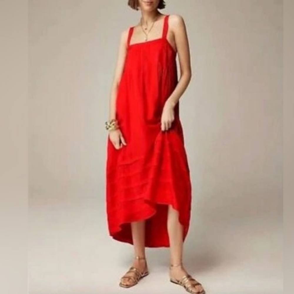 J. Crew Vibrant Red High Low Dress Nwot